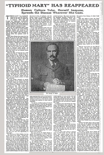 Newspaper article from April 4 1915 titled Typhoid Mary Has Reappeared
