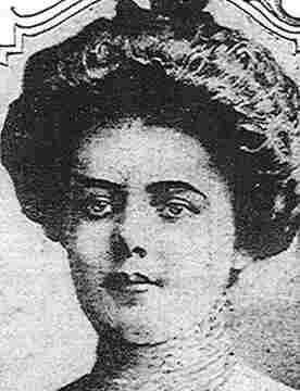 Portrait photograph of Mary Mallon from approximately 1909, showing a middle-aged woman in period dress with a serious expression